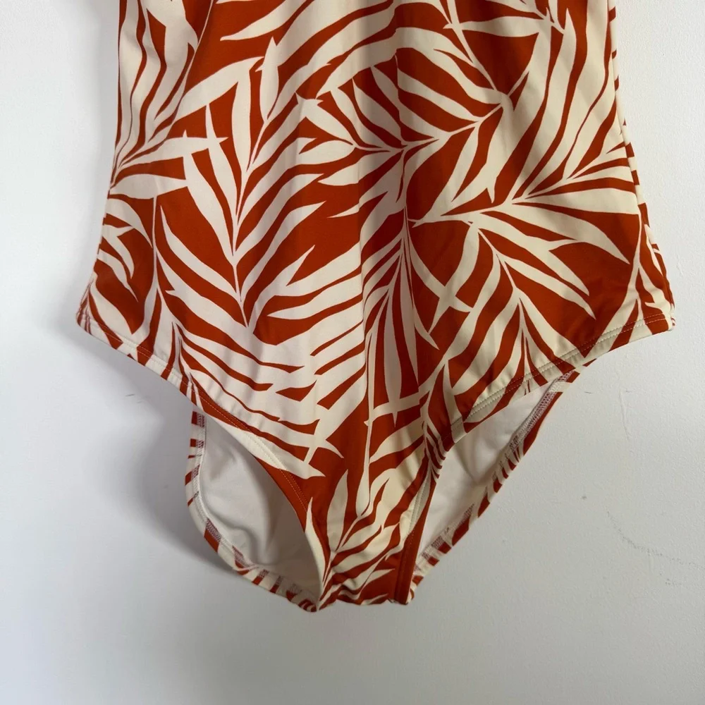 Shade & Shore Tropical Leaf Print One Piece NEW